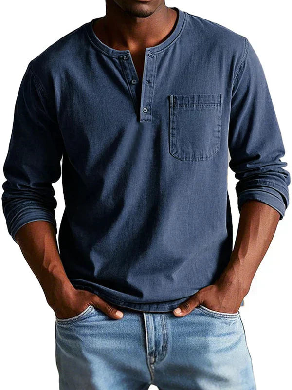 Casual Long Sleeve Men's Henley Shirt