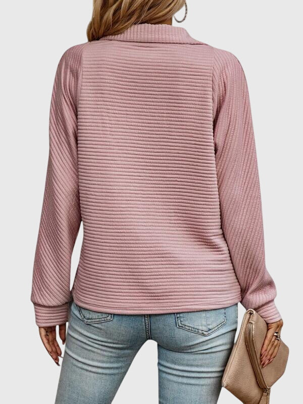 Elegant Women's Pullover with Zipper and V-Neck