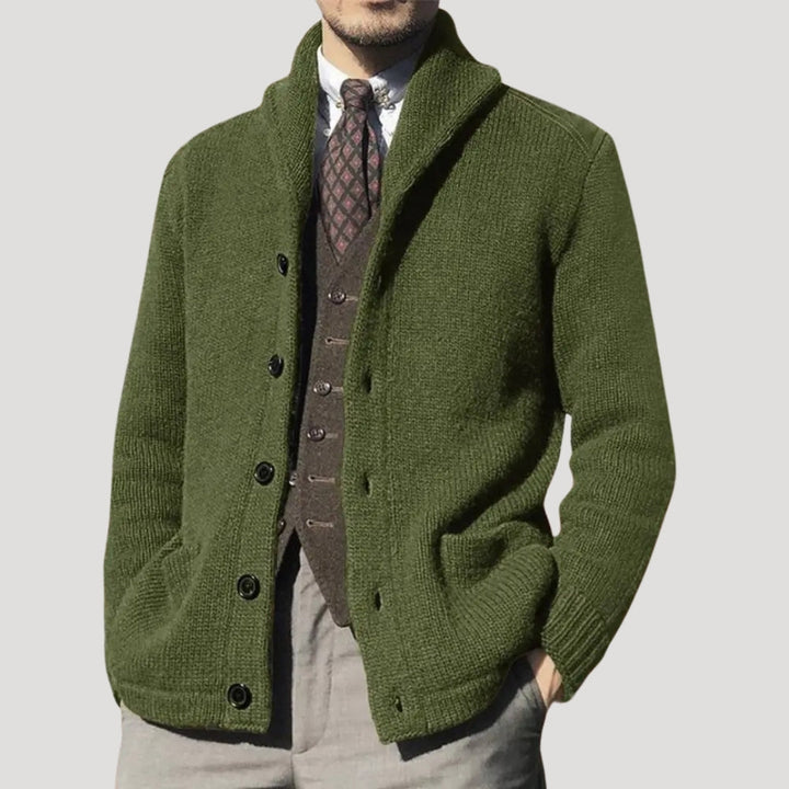 Men's Wool Cardigan with Shawl Collar - Elegant Coatigan Winter Jacket