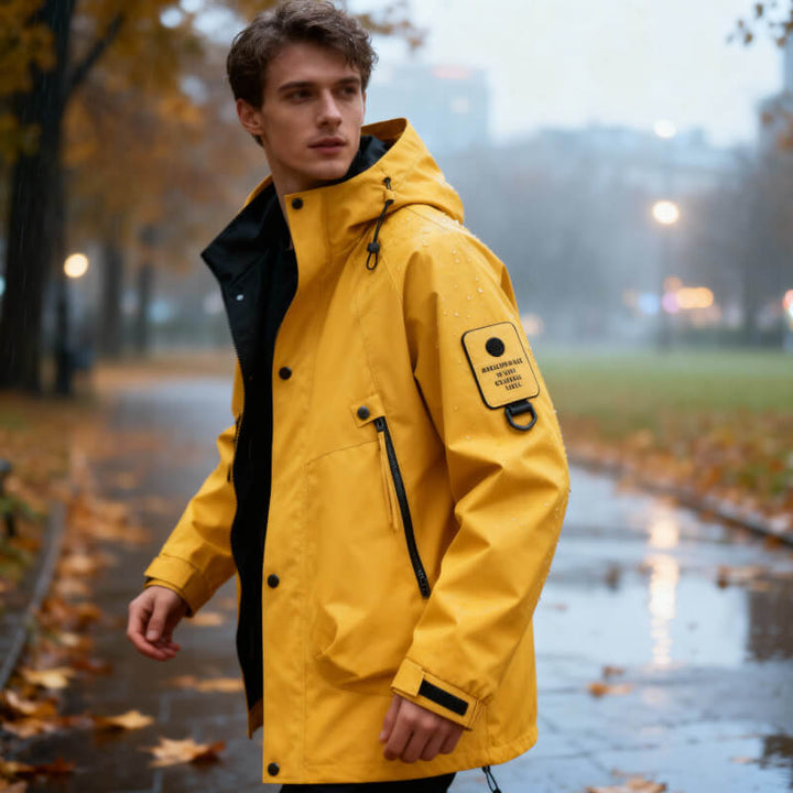 Waterproof Men's Tech Softshell Jacket with Adjustable Hood