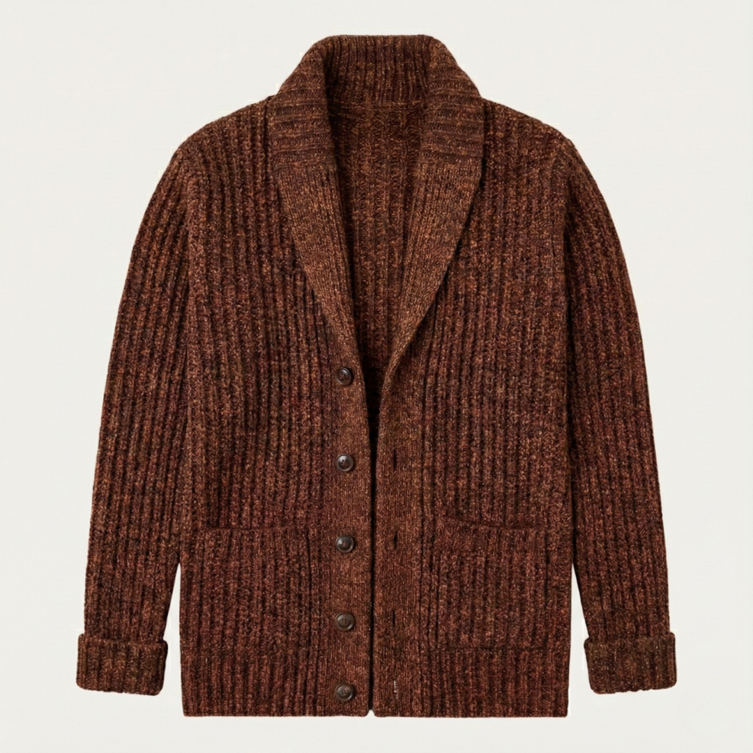 Warm Chunky Knit Men's Shawl Collar Cardigan