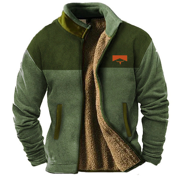 Elegant Men's Fleece Jacket with Thermal Lining - Warm Winter Jacket