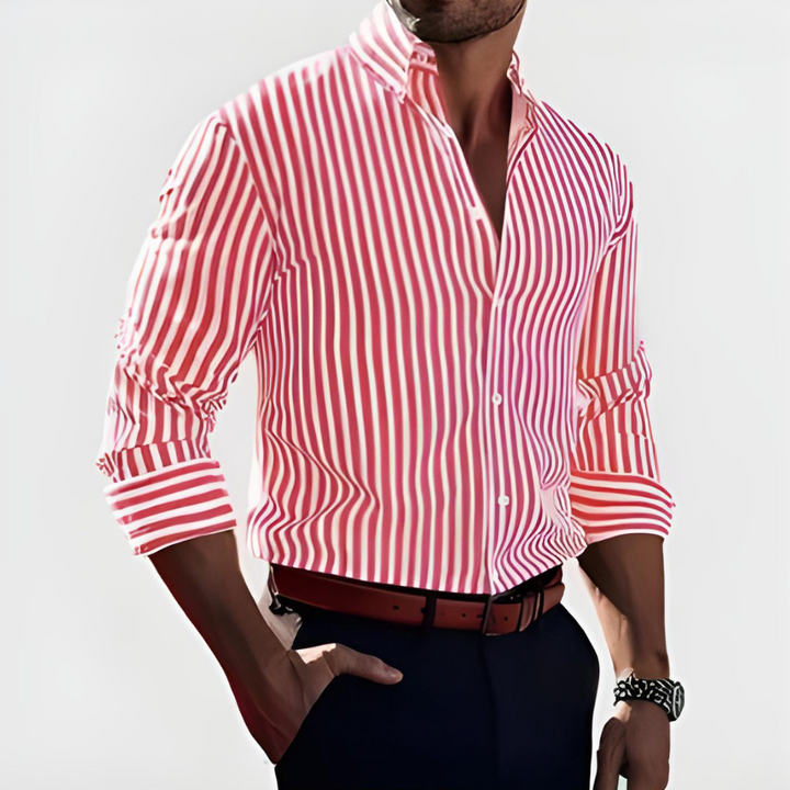 Striped Men's Business Shirt Slim Fit - Classic Elegant Long Sleeve