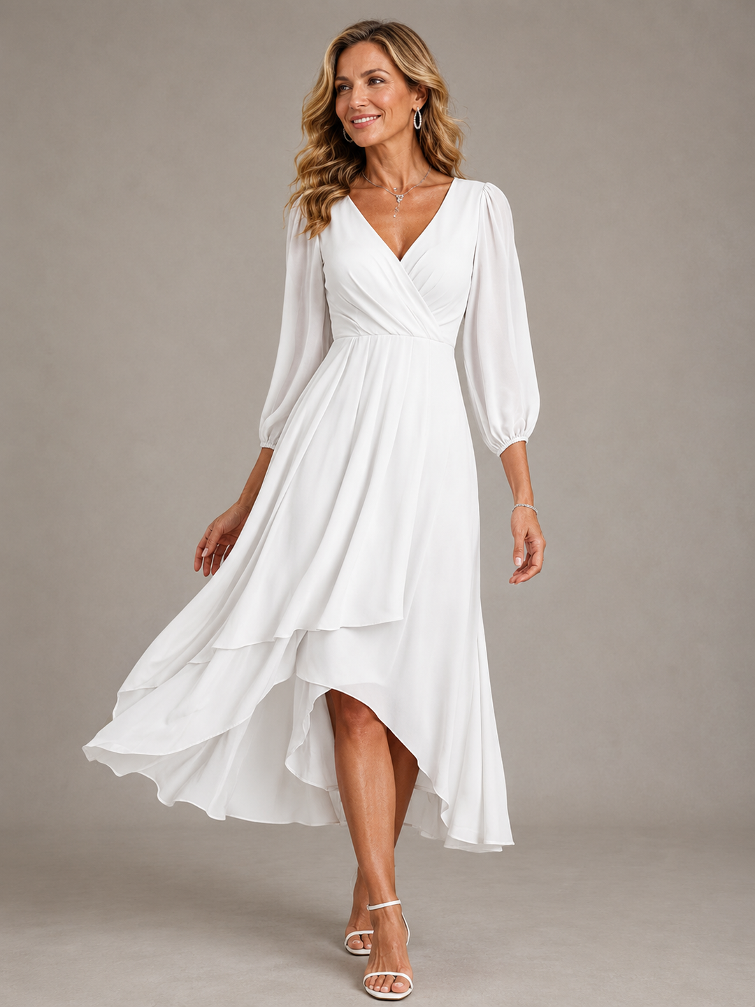 Elegant Flowing Women's V-Neck Long Dress