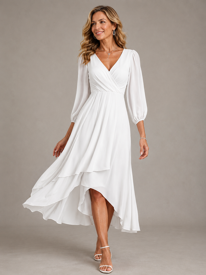 Elegant Flowing Women's V-Neck Long Dress