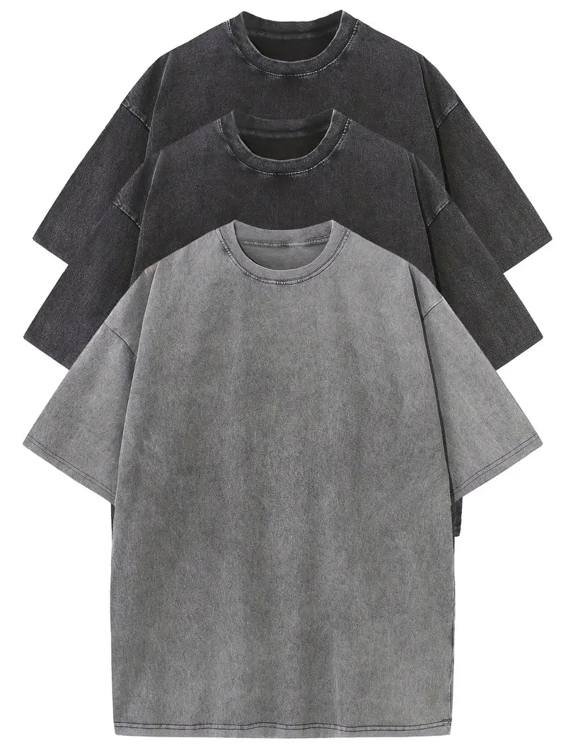 Oversized Cotton Basic Men's T-Shirt Set 3-Pack