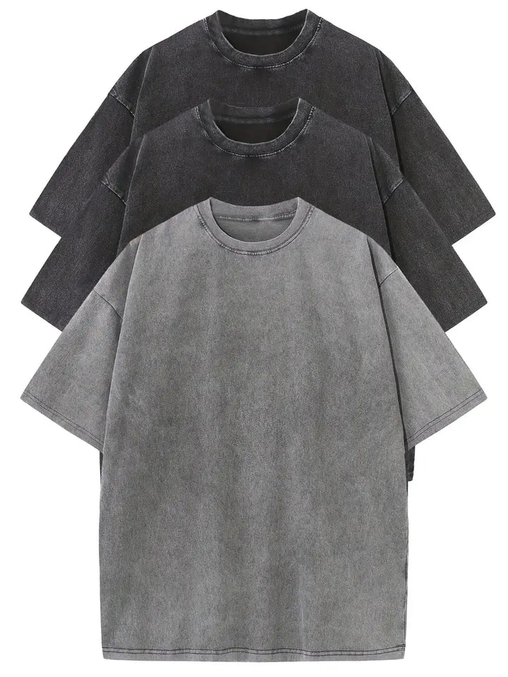 Oversized Cotton Basic Men's T-Shirt Set 3-Pack