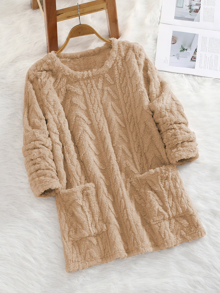 Soft Women's Knit Sweater with Pockets - Loose Fit for Fall & Winter