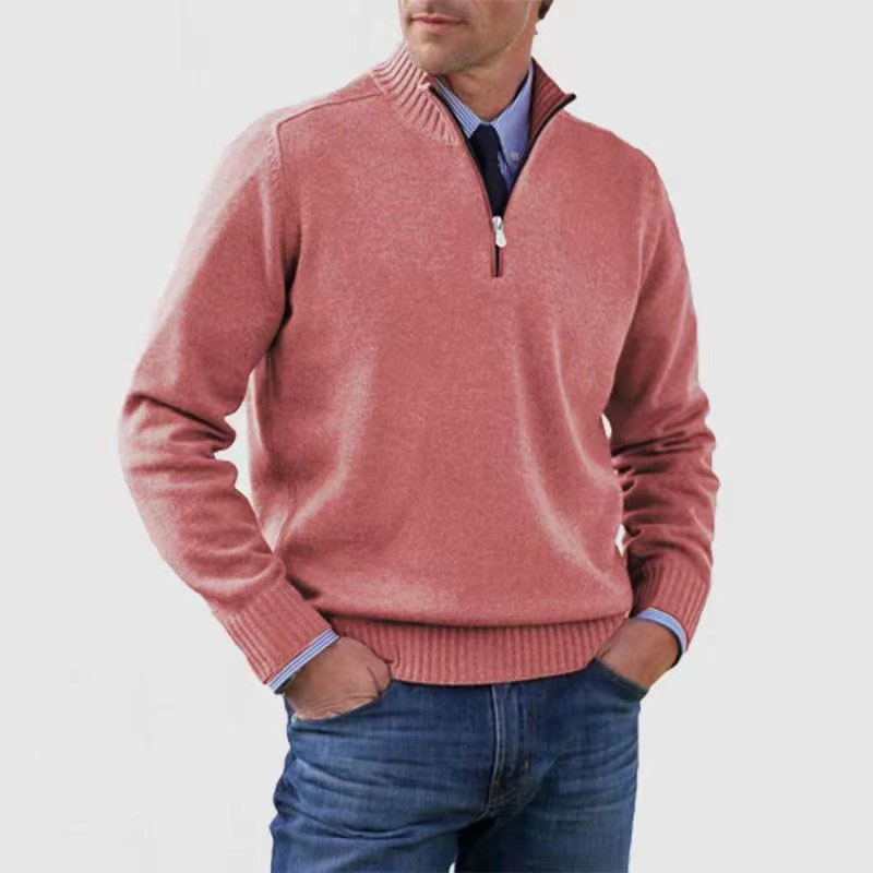 Warm Men's Pullover with Zipper