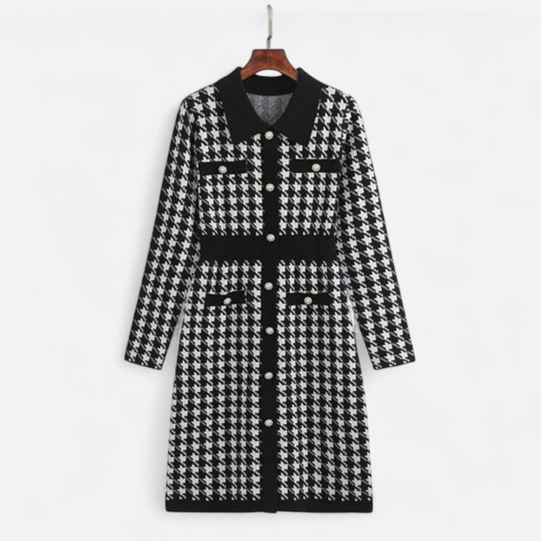 Elegant Houndstooth Women's Sheath Dress