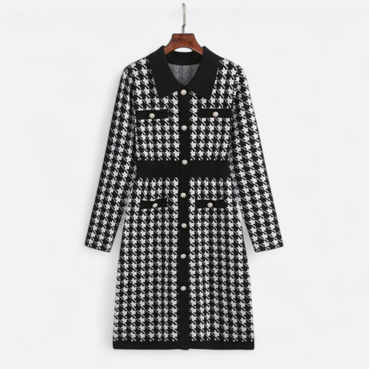 Elegant Houndstooth Women's Sheath Dress