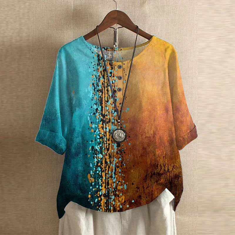 Elegant Retro-Inspired Women's Floral Blouse