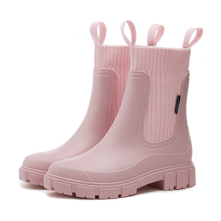Waterproof Women's Rain Boots with Non-Slip Sole - Chelsea Boot Style