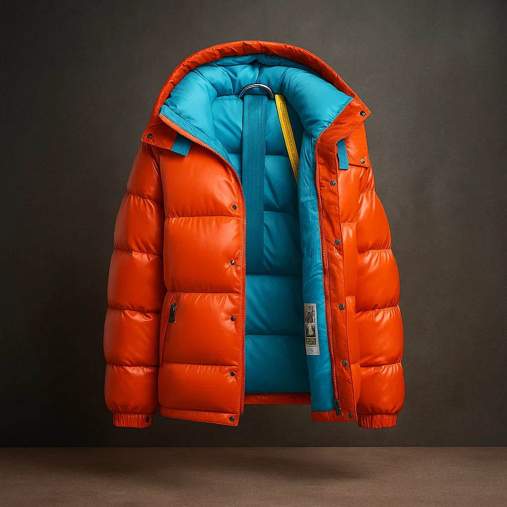 Warm Men's Puffer Jacket with Thick Padding - Winter Jacket with Full Zip