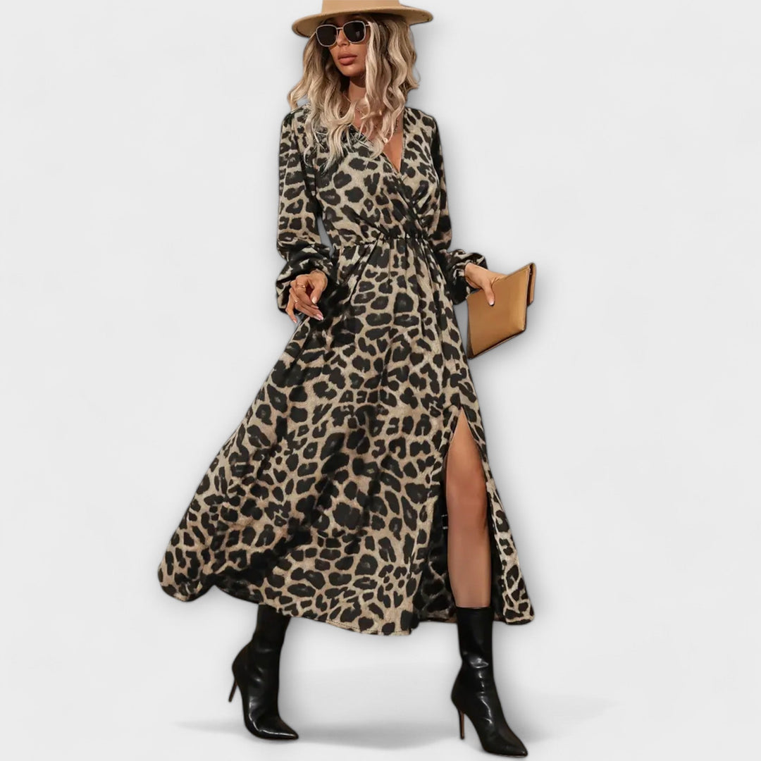 Elegant Women's Dress with Leopard Print - Stylish Spring Fashion