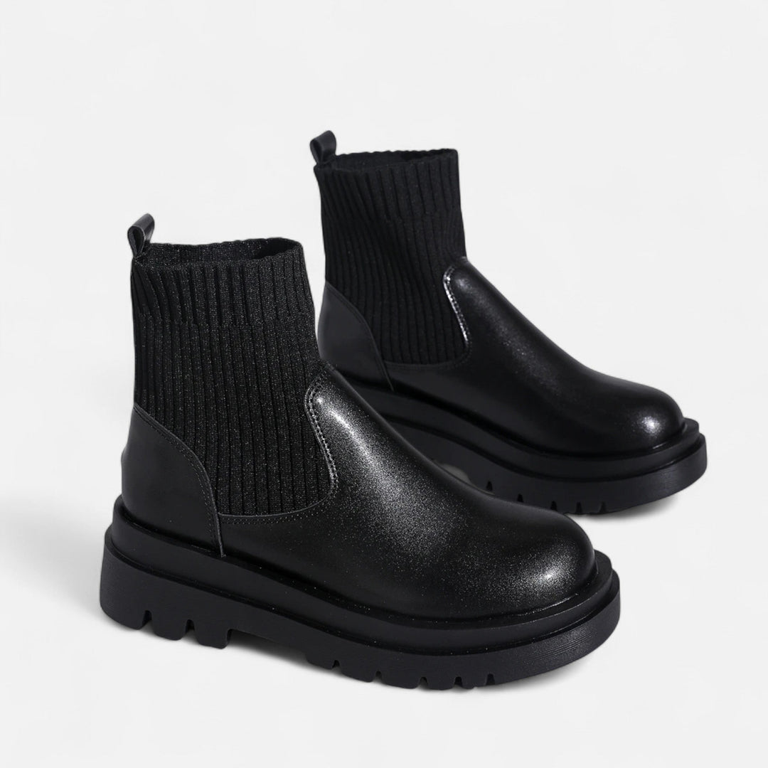 Elegant Women's Block Heel Ankle Boots - Slip-On Design