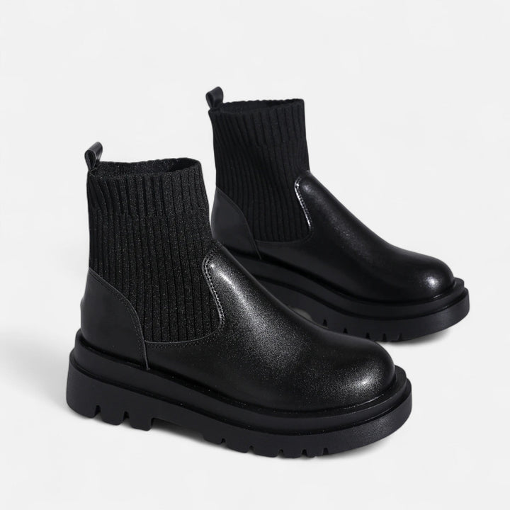 Elegant Women's Block Heel Ankle Boots - Slip-On Design