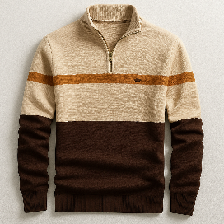 Men's Striped Zip-Up Pullover