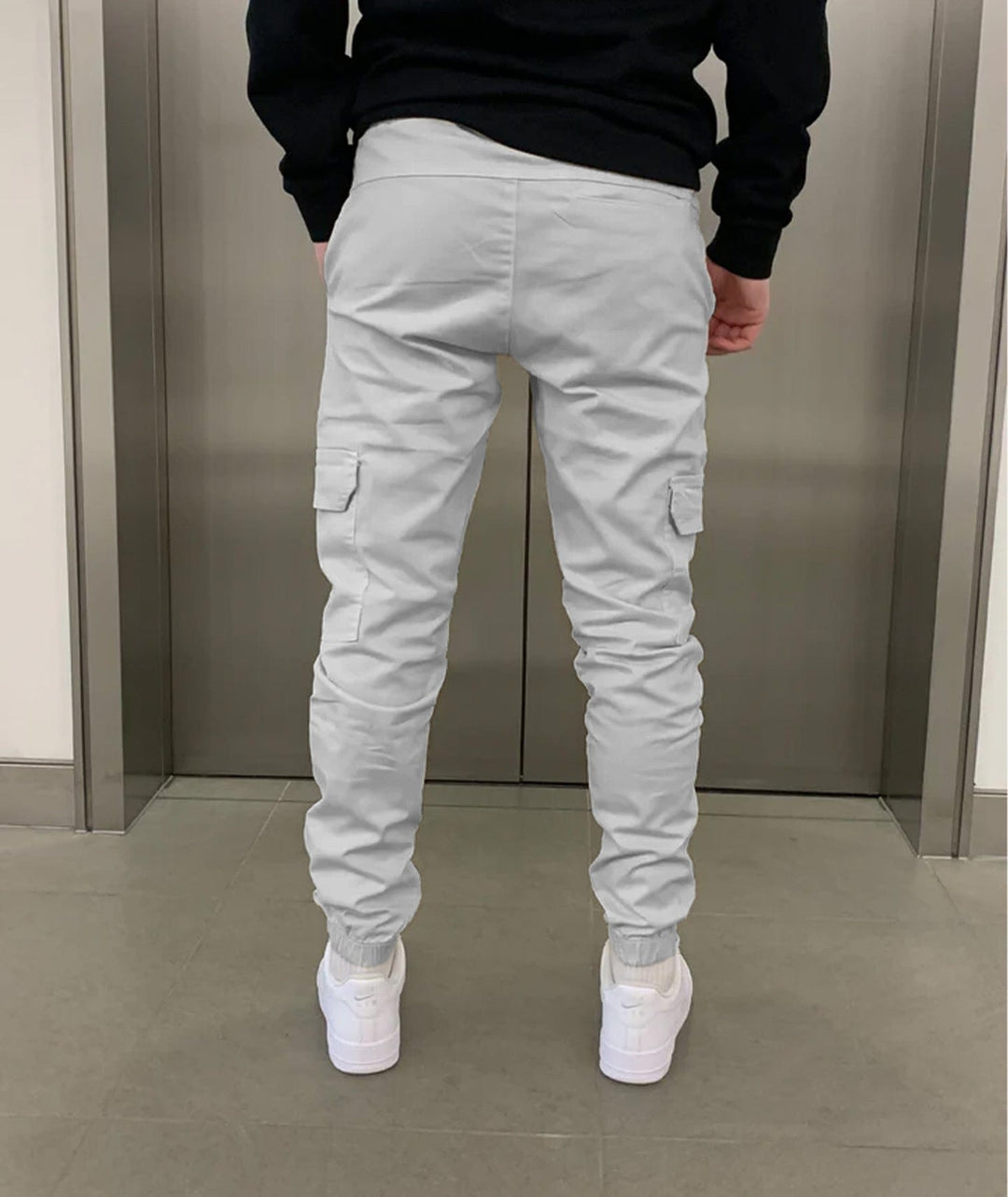 Men's Cargo Jogger Pants with Elastic Waistband - Streetstyle Cotton Blend