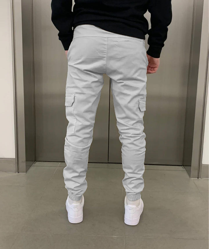 Men's Cargo Jogger Pants with Elastic Waistband - Streetstyle Cotton Blend