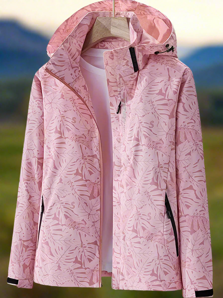 Waterproof Women's Summer Jacket with Leaf Print - Lightweight and Breathable