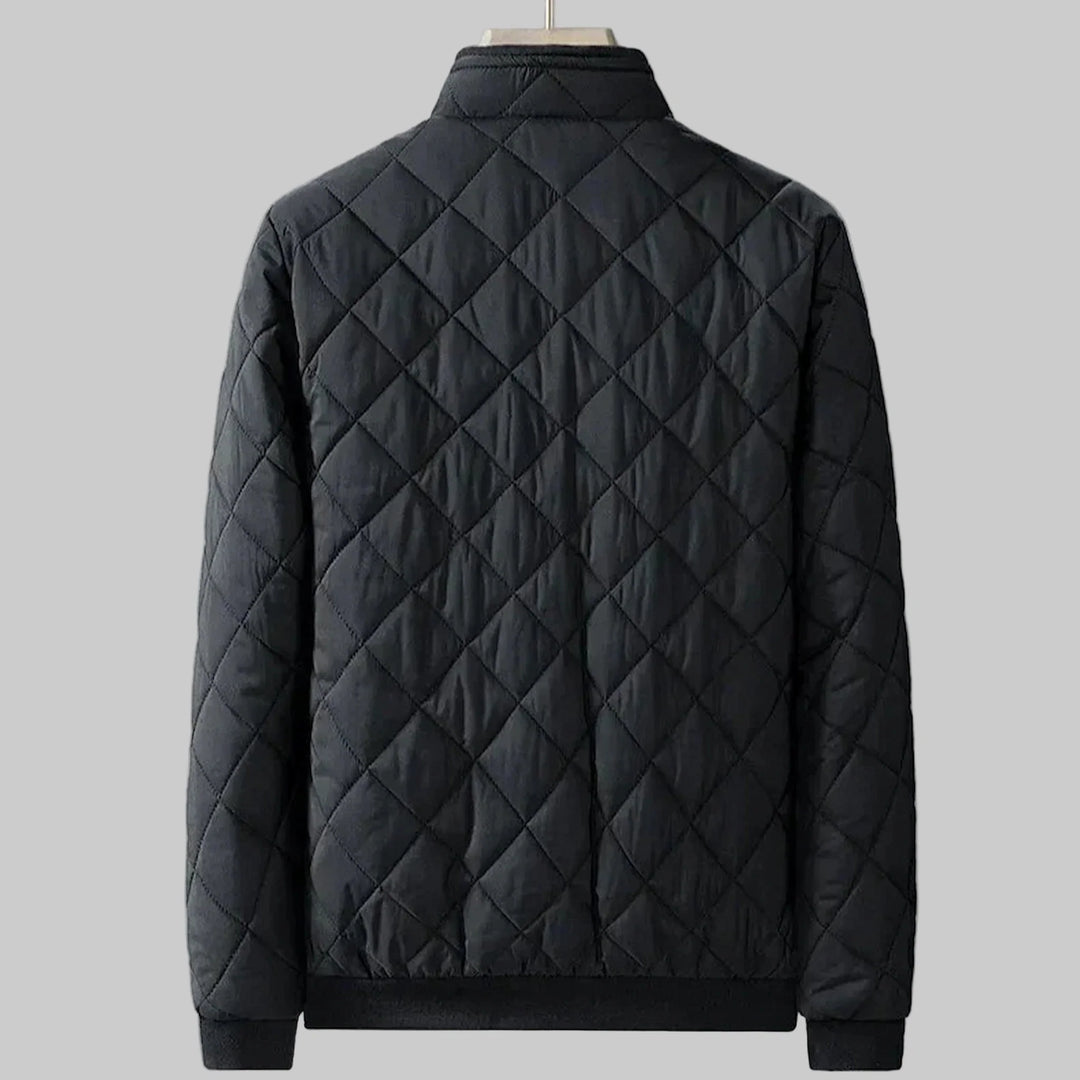 Quilted Men's Puffer Jacket with Stand Collar - Lightweight and Insulated