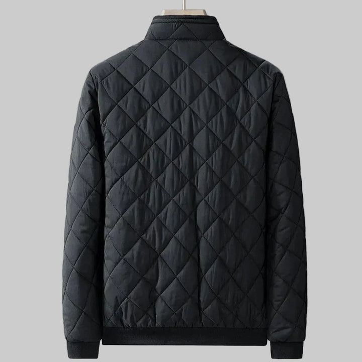 Quilted Men's Puffer Jacket with Stand Collar - Lightweight and Insulated