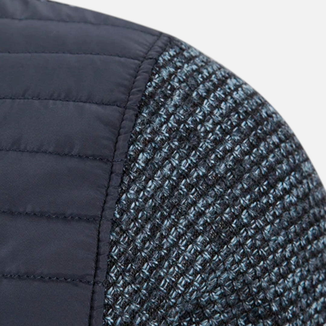 Men's Warm Fleece Patchwork Jacket with Stand Collar
