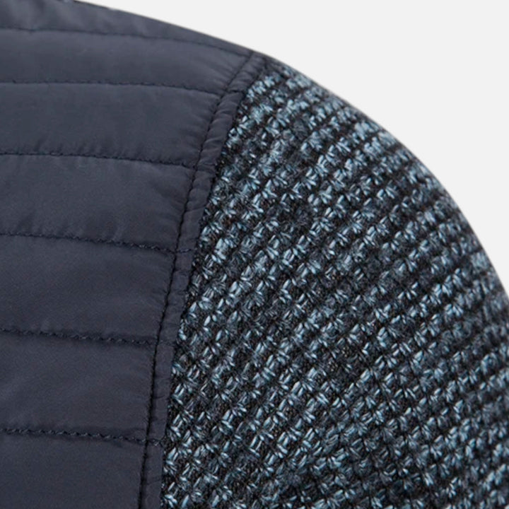 Men's Warm Fleece Patchwork Jacket with Stand Collar