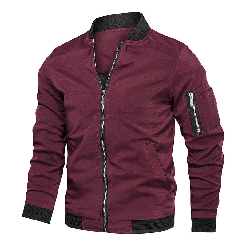 Men's Lightweight Bomber Jacket with Ribbed Cuffs