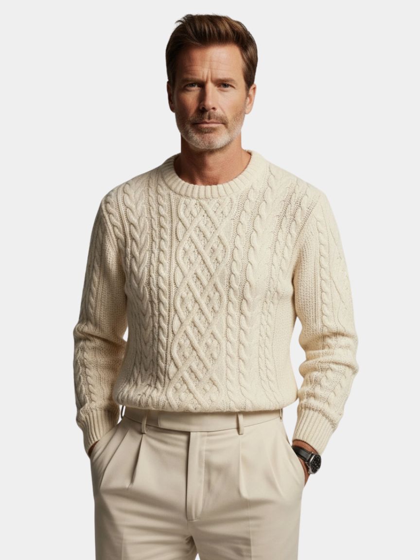 Minimalist Men's Sweater with Premium Fabric - Elegant Crew Neck Pullover