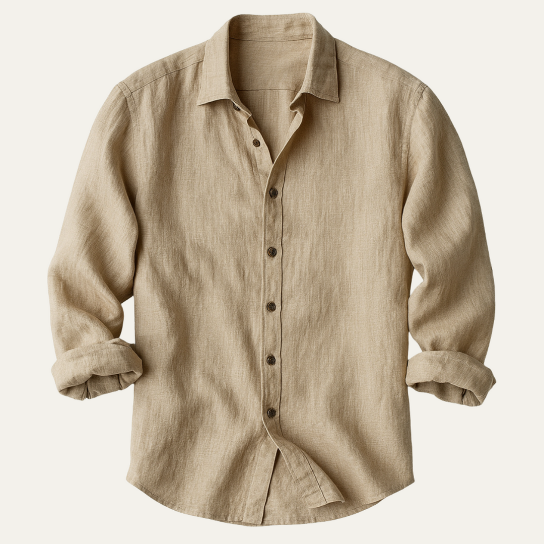 Classic Breathable Men's Long Sleeve Linen Shirt