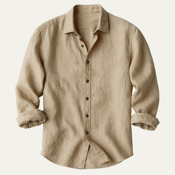 Classic Breathable Men's Long Sleeve Linen Shirt