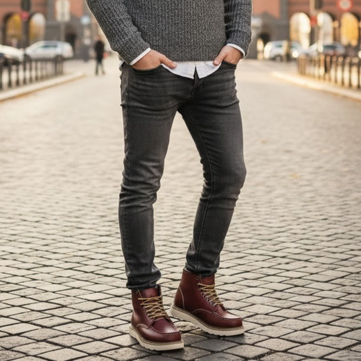 Men's Classic Retro Boots with Faux Fur Lining - Warm Winter Boots