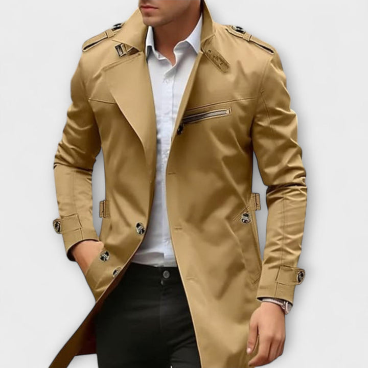 Men's Comfortable Trench Jacket with Button Closure