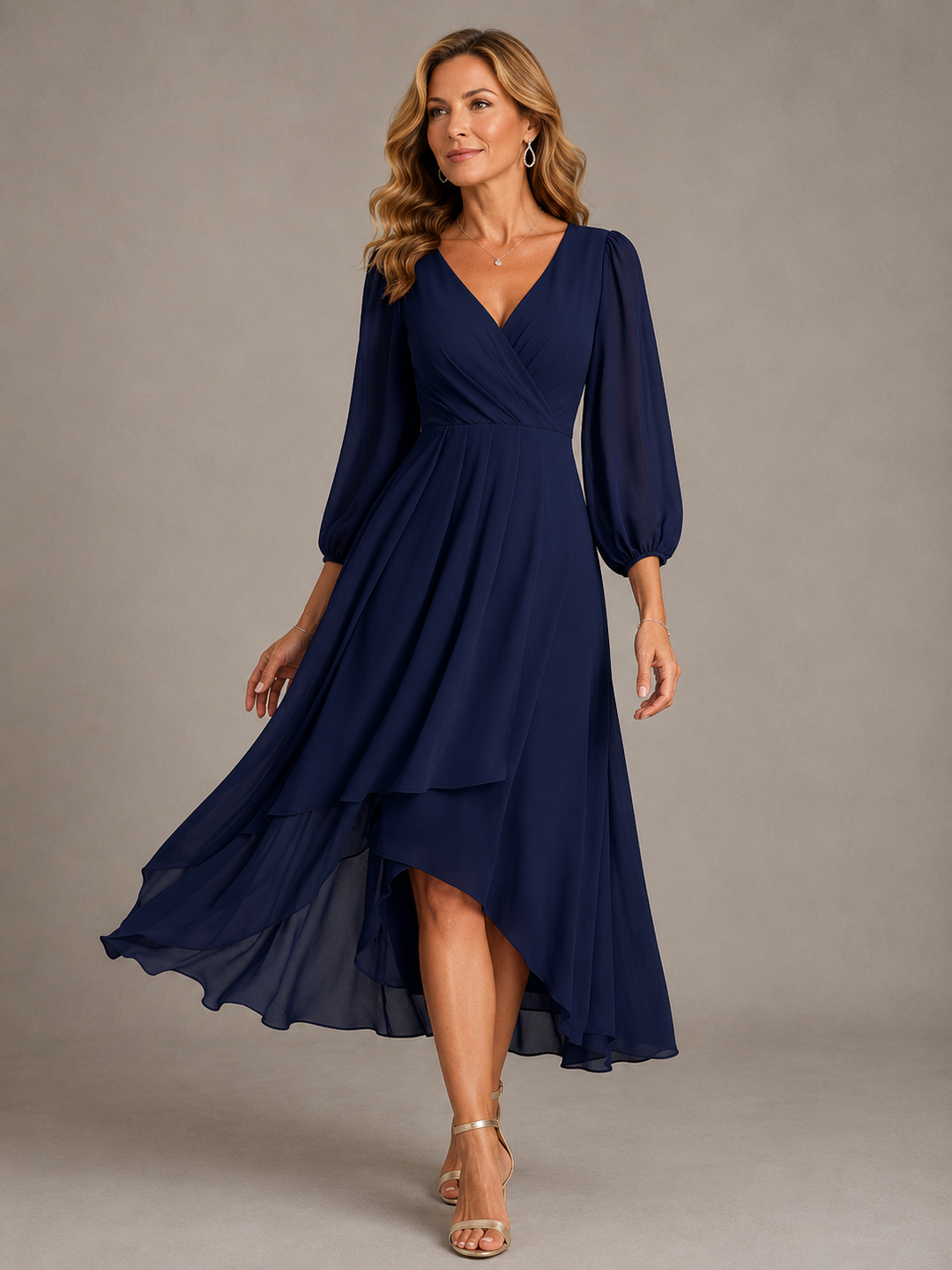 Elegant Flowing Women's V-Neck Long Dress