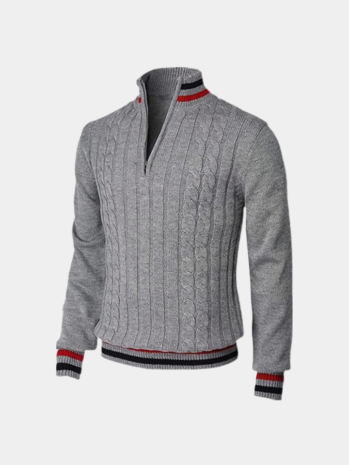 Men's Half-Zip Turtleneck Pullover - Elegant Half-Zip Sweater