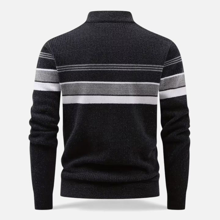 Men's Thick Striped Half-Zip Knit Sweater