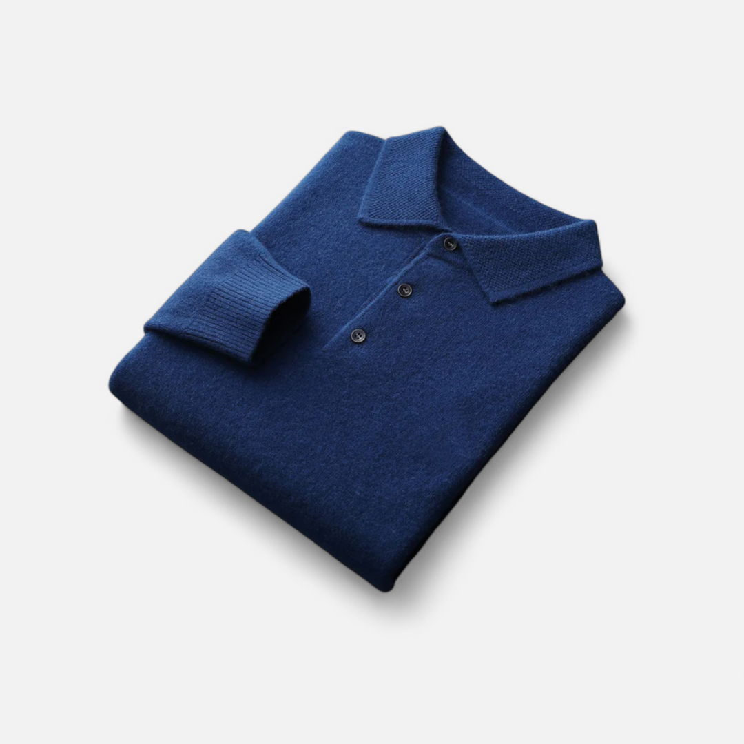 Elegant Men's Merino Wool Polo Sweater