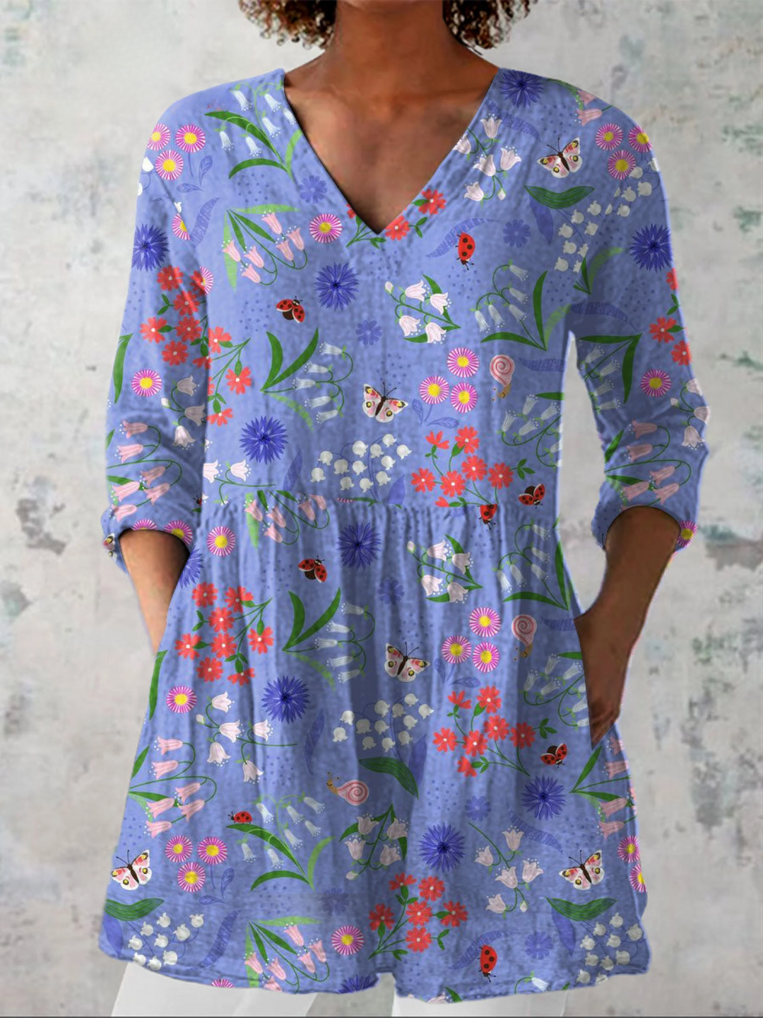 Elegant Versatile Women V-Neck Blouse