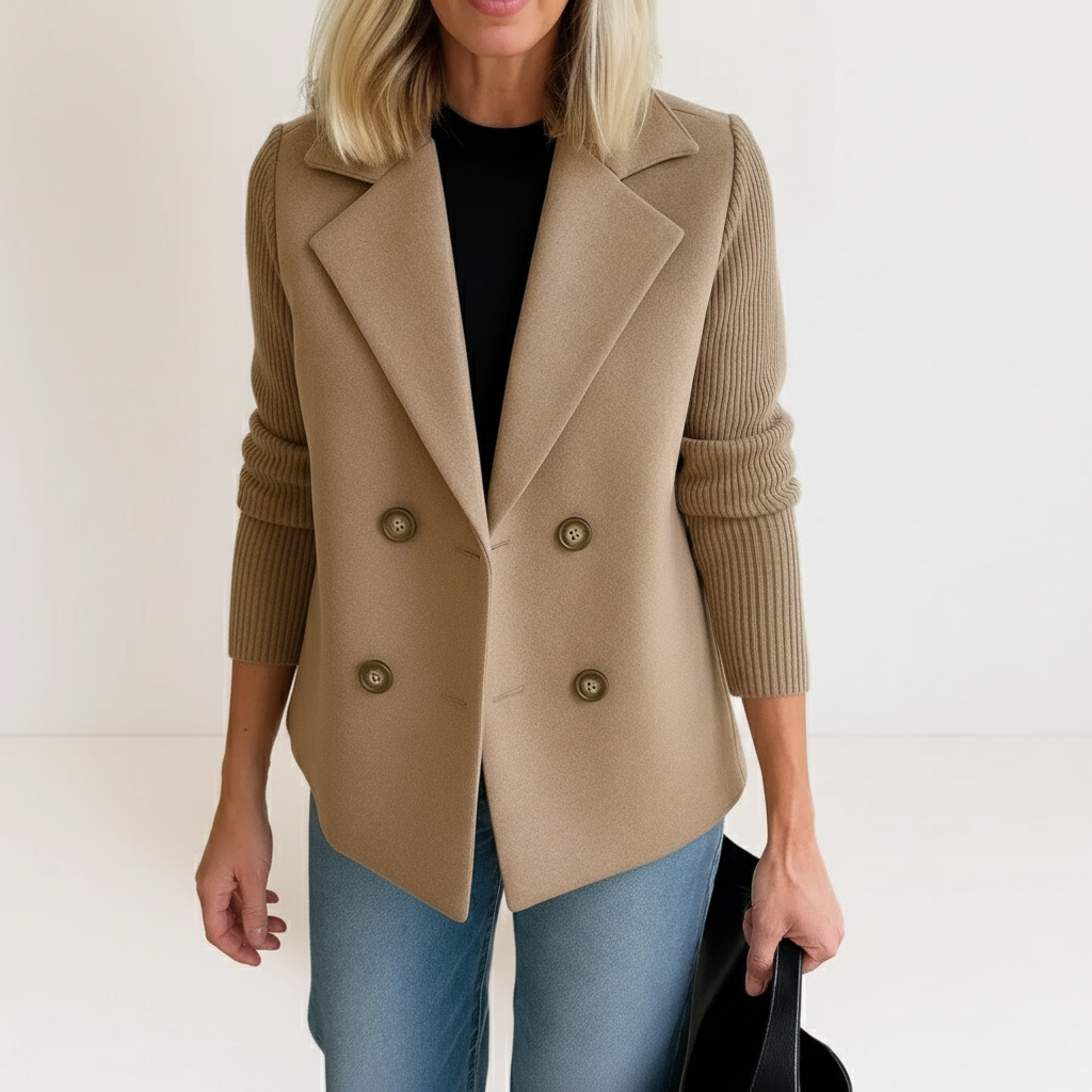 Elegant Women's Casual Blazer with Double-Breasted Closure