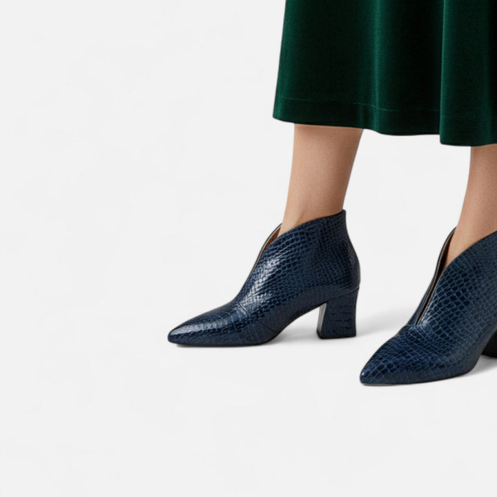 Elegant Patent Leather Women's Ankle Boots with V-Cut