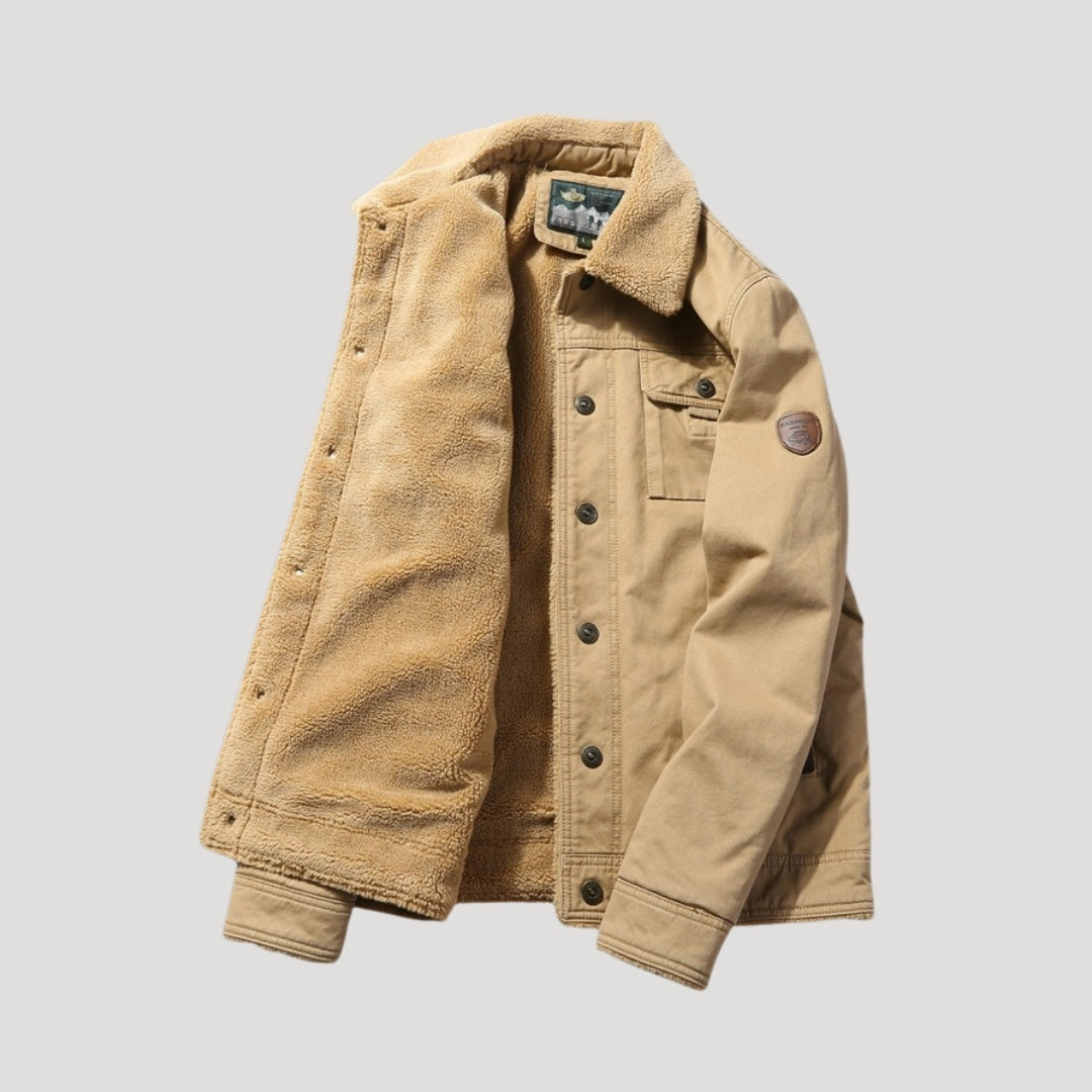 Rugged Men's Work Jacket with Fleece Lining - Heavy-Duty Jacket