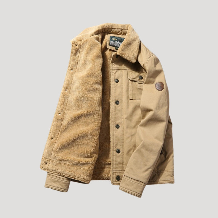 Rugged Men's Work Jacket with Fleece Lining - Heavy-Duty Jacket