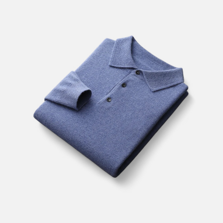 Elegant Men's Merino Wool Polo Sweater