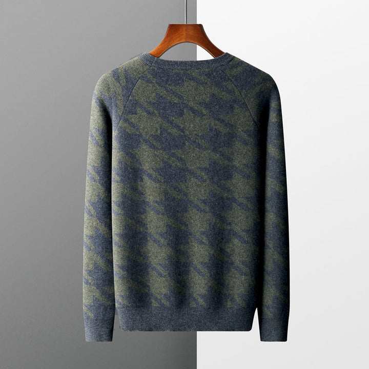 Elegant Houndstooth Men's Sweater
