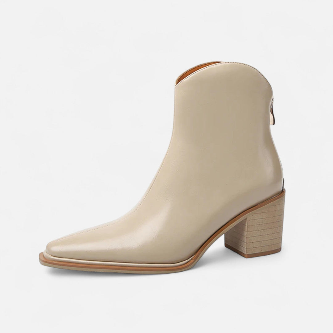 Elegant Pointed-Toe Women's Ankle Boots with Heel in PU Leather