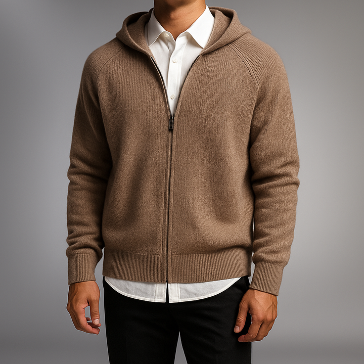 Men's Zip Pullover with Front Zipper - Elegant Knit Sweater for Business and Casual Wear