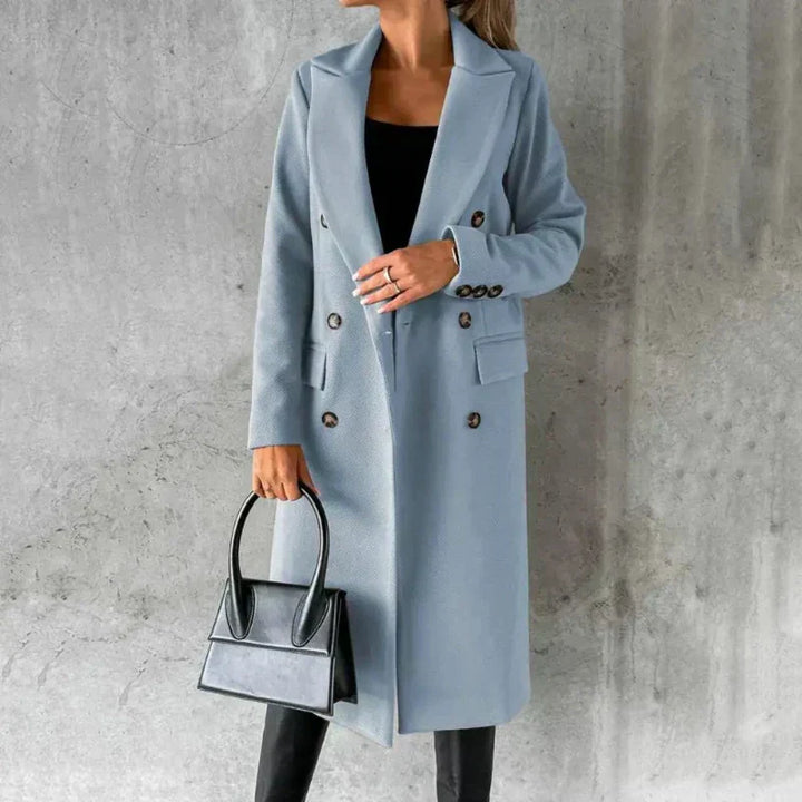 Elegant Women's Winter Coat in Wool Blend - Warm and Fitted