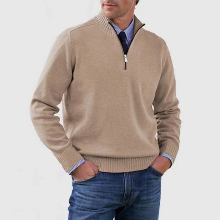 Warm Men's Pullover with Zipper